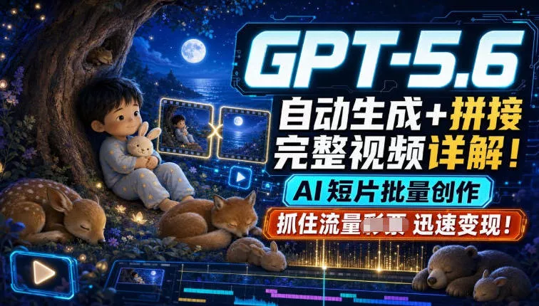 GPT-5.6自动生成＋拼接完整视频详解，AI短片批量创作，抓住流量迅速变现！ - 渡客网创