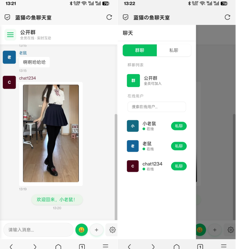 PHP实时消息聊天室源码 聊天APP源码 H5网页聊天室 PHP+WebSocket - 渡客网创