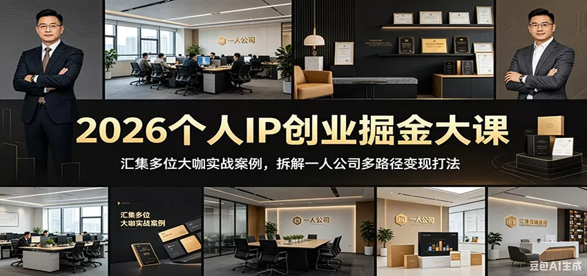 2026个人IP创业掘金大课：汇集多位大咖实战案例，拆解一人公司多路径变现打法 - 渡客网创