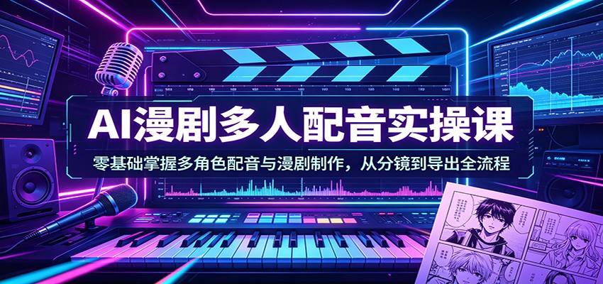 AI漫剧多人配音实操课：零基础掌握多角色配音与漫剧制作，从分镜到导出全流程 - 渡客网创
