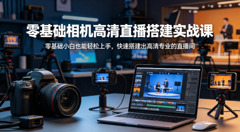 零基础相机高清直播间搭建实战课，小白也能轻松上手，快速搭建出高清专业的直播间 - 渡客网创