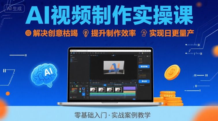 Ai视频制作实操课，解决创意枯竭、效率低下痛点，实现日更量产可持续变现(更新26年3月) - 渡客网创