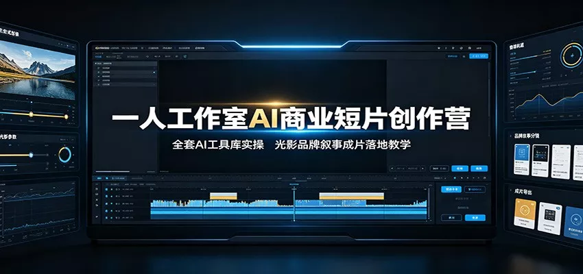 一人工作室AI商业短片创作营：全套AI工具库实操，光影品牌叙事成片落地教学 - 渡客网创