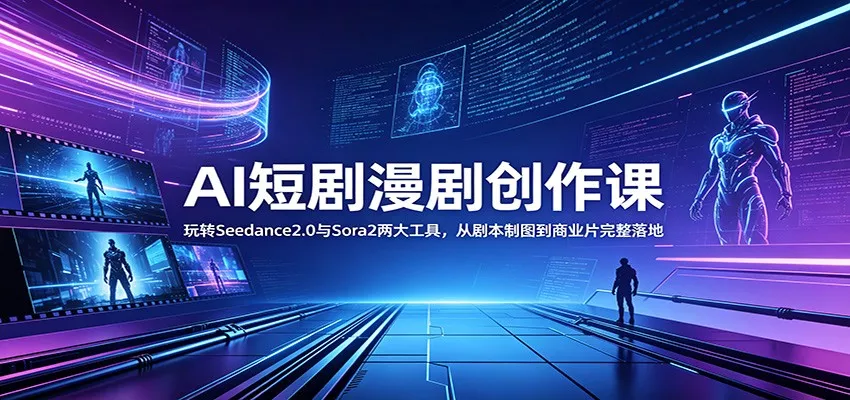 AI短剧漫剧创作课：玩转Seedance2.0与 Sora2两大工具，从剧本制图到商业片完整落地 - 渡客网创