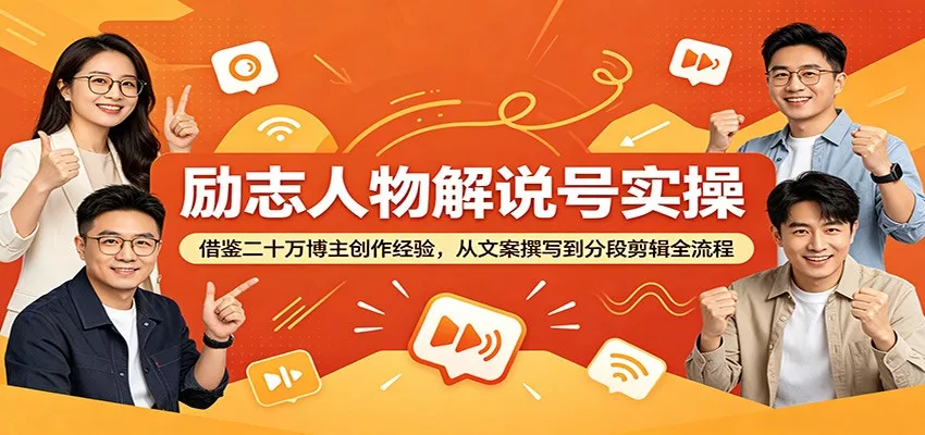 励志人物解说号实操：借鉴二十万博主创作经验，从文案撰写到分段剪辑全流程 - 渡客网创
