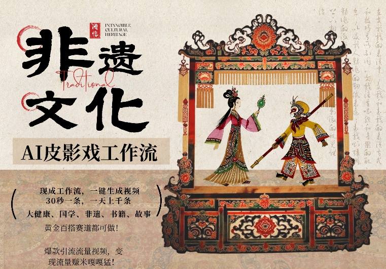 AI一键生成民俗文化非遗皮影戏视频，一刀不剪无需剪辑，30S一条，一天上百条，流量财富嘎嘎猛 - 渡客网创