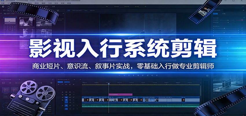 影视系统剪辑，商业短片、意识流、叙事片实战，零基础入行做专业剪辑师 - 渡客网创