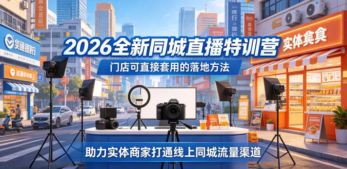 2026全新同城直播特训营，门店可直接套用的落地方法，助力实体商家打通线上同城流量渠道 - 渡客网创